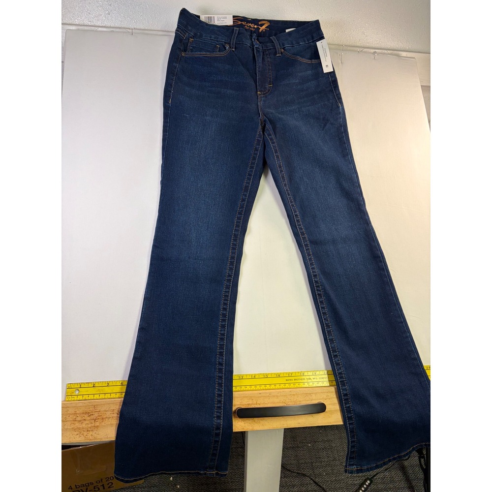 Seven7 Tummy-Less Slim Bootcut Jeans London Wash Blue MY1614DEN Mens 8